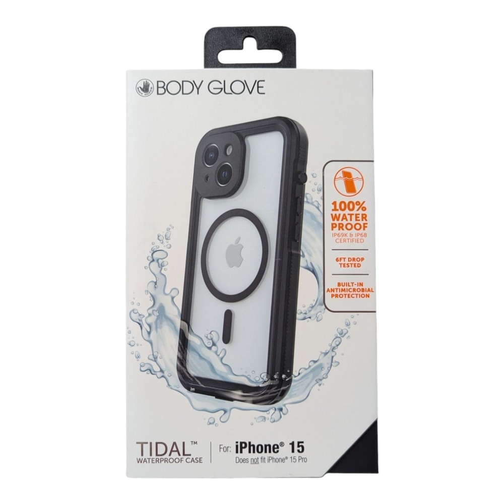 P5. Body Glove Tidal Waterproof MagSafe Case For Apple iPhone 15‎ - Black/Clear